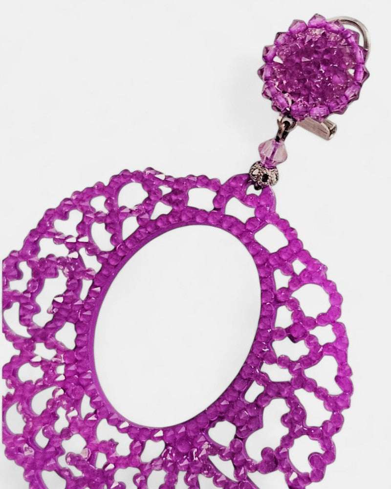 Bougainvillea openwork hoop earrings