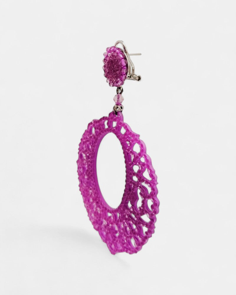 Bougainvillea openwork hoop earrings