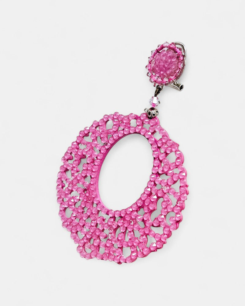 Pink openwork hoop earrings 