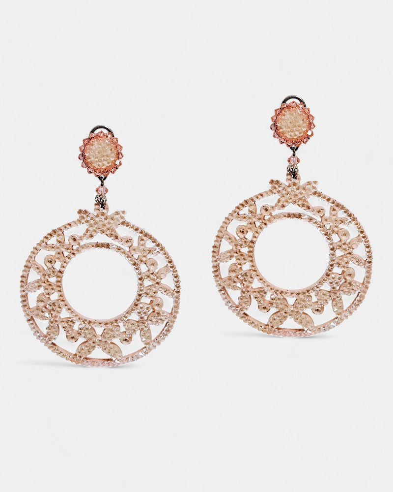 Nude openwork hoop earrings 