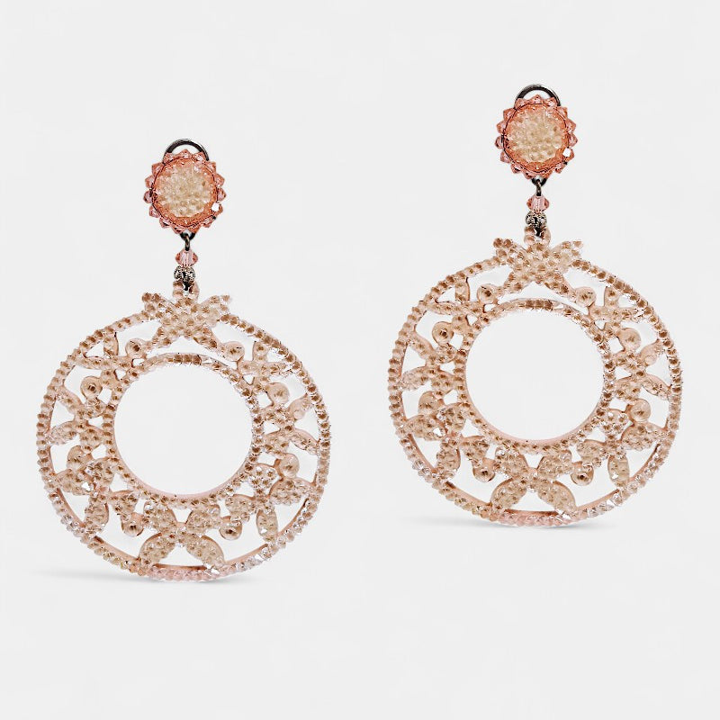 Nude openwork hoop earrings 
