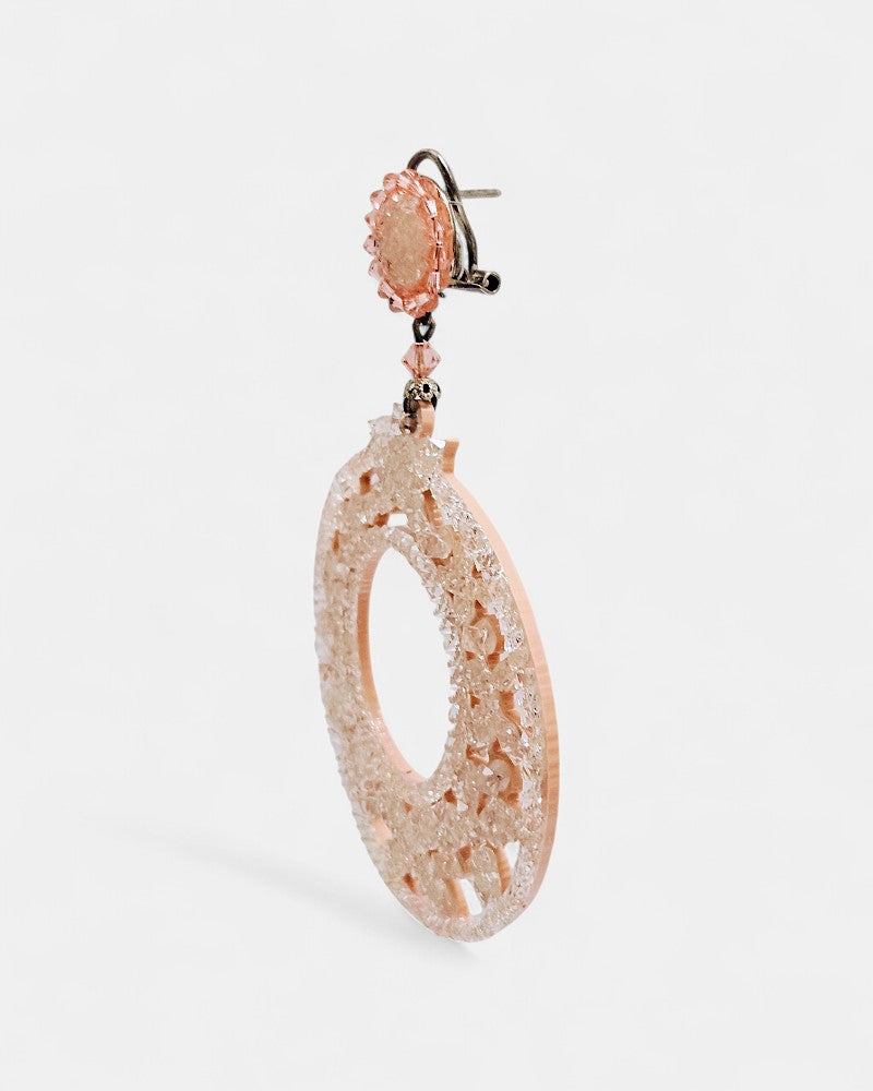 Nude openwork hoop earrings 
