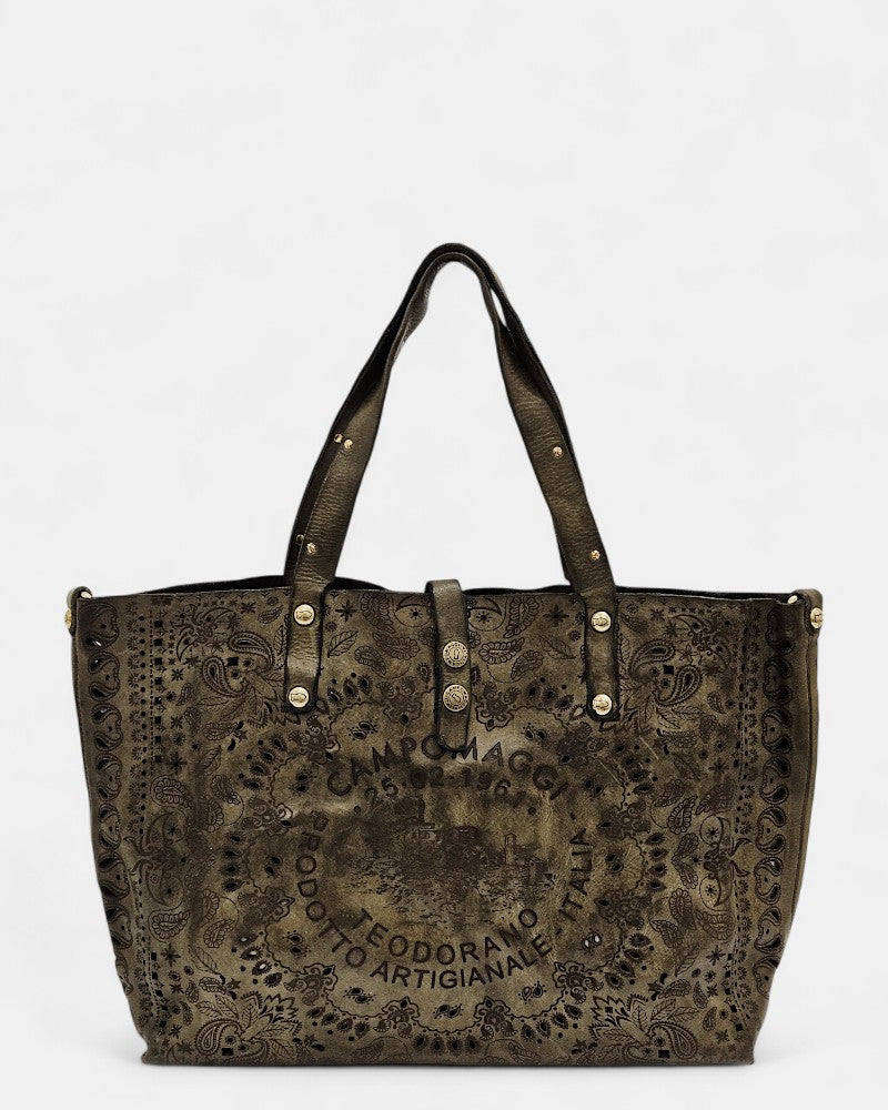 Shopping bag piel verde Campomaggi