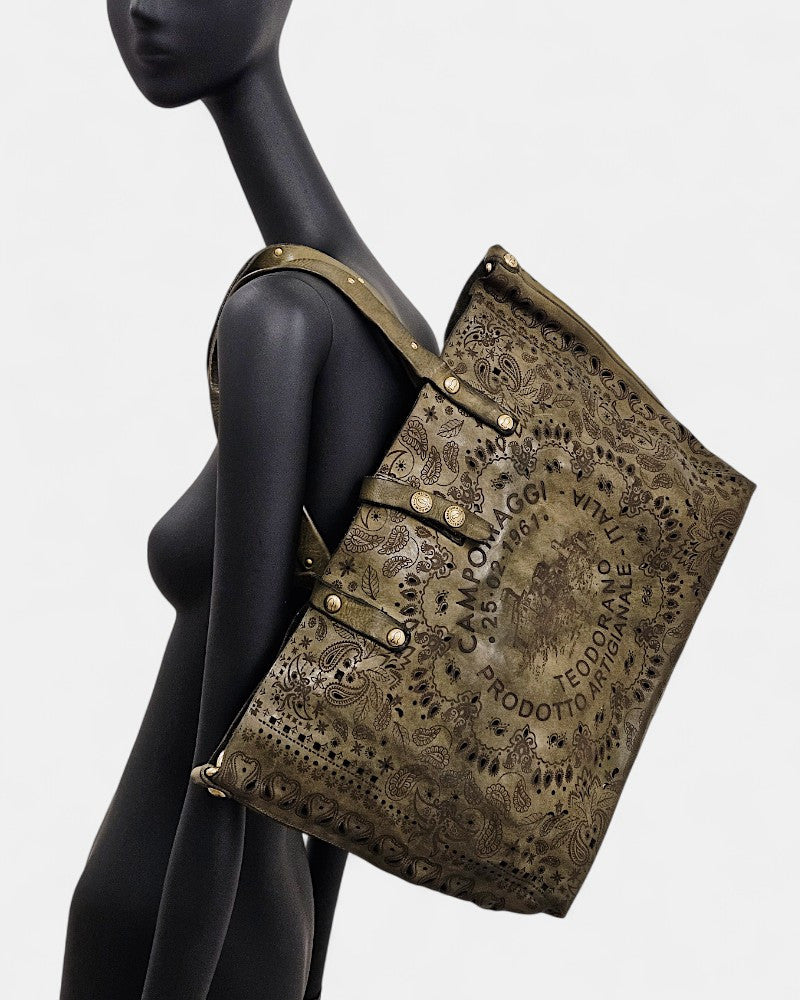 Shopping bag piel verde Campomaggi