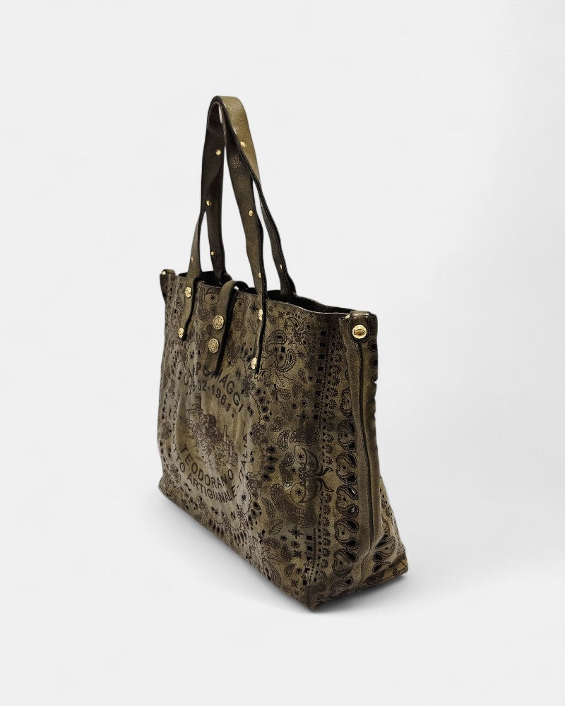 Shopping bag piel verde Campomaggi