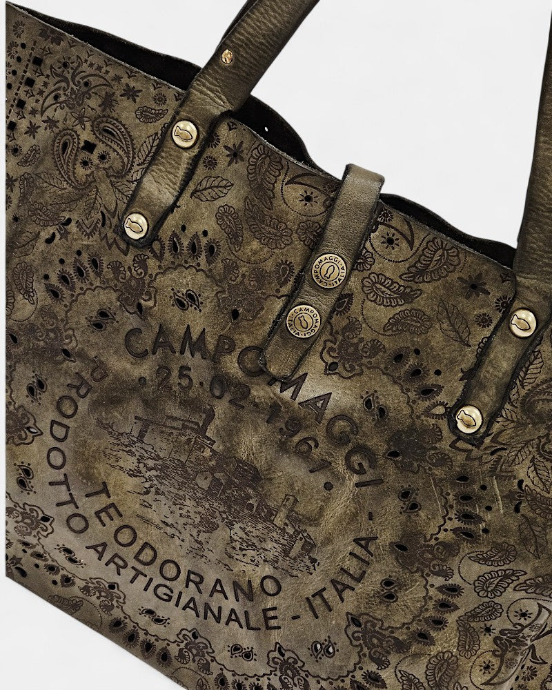 Shopping bag piel verde Campomaggi