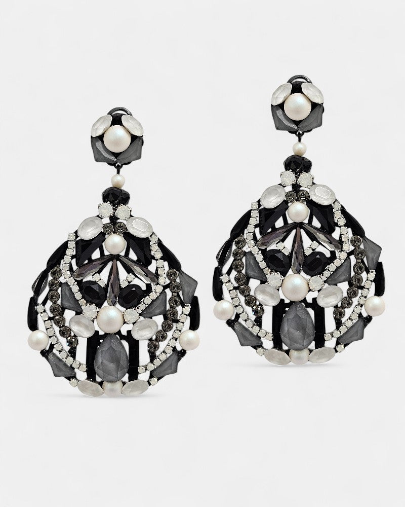 Pendientes swarovski blanco y negro Kavira