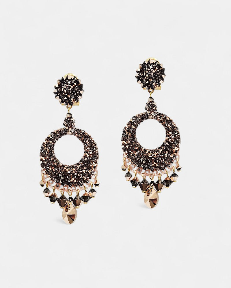 Swarovski rose copper earrings
