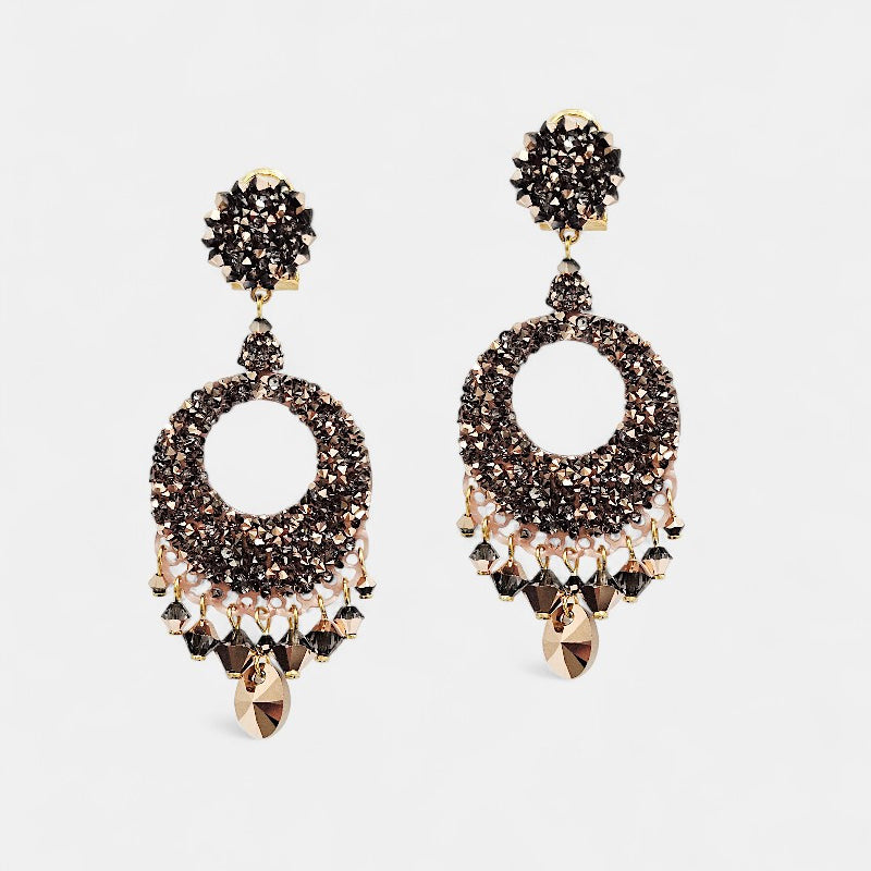 Swarovski rose copper earrings