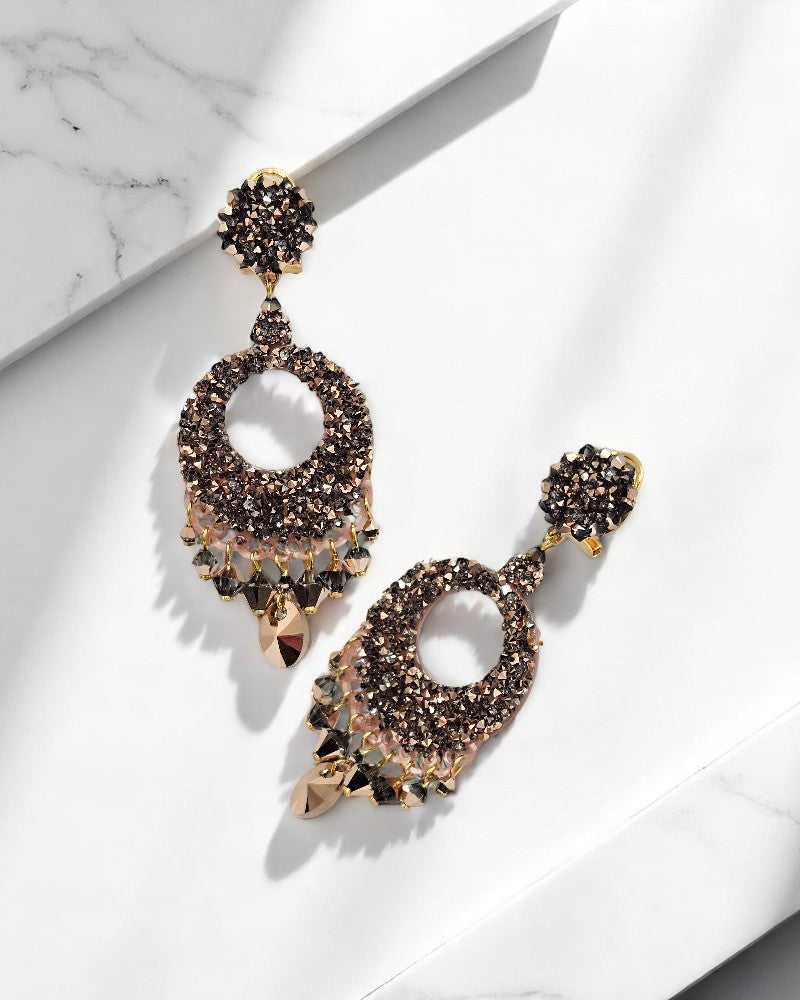 Swarovski rose copper earrings