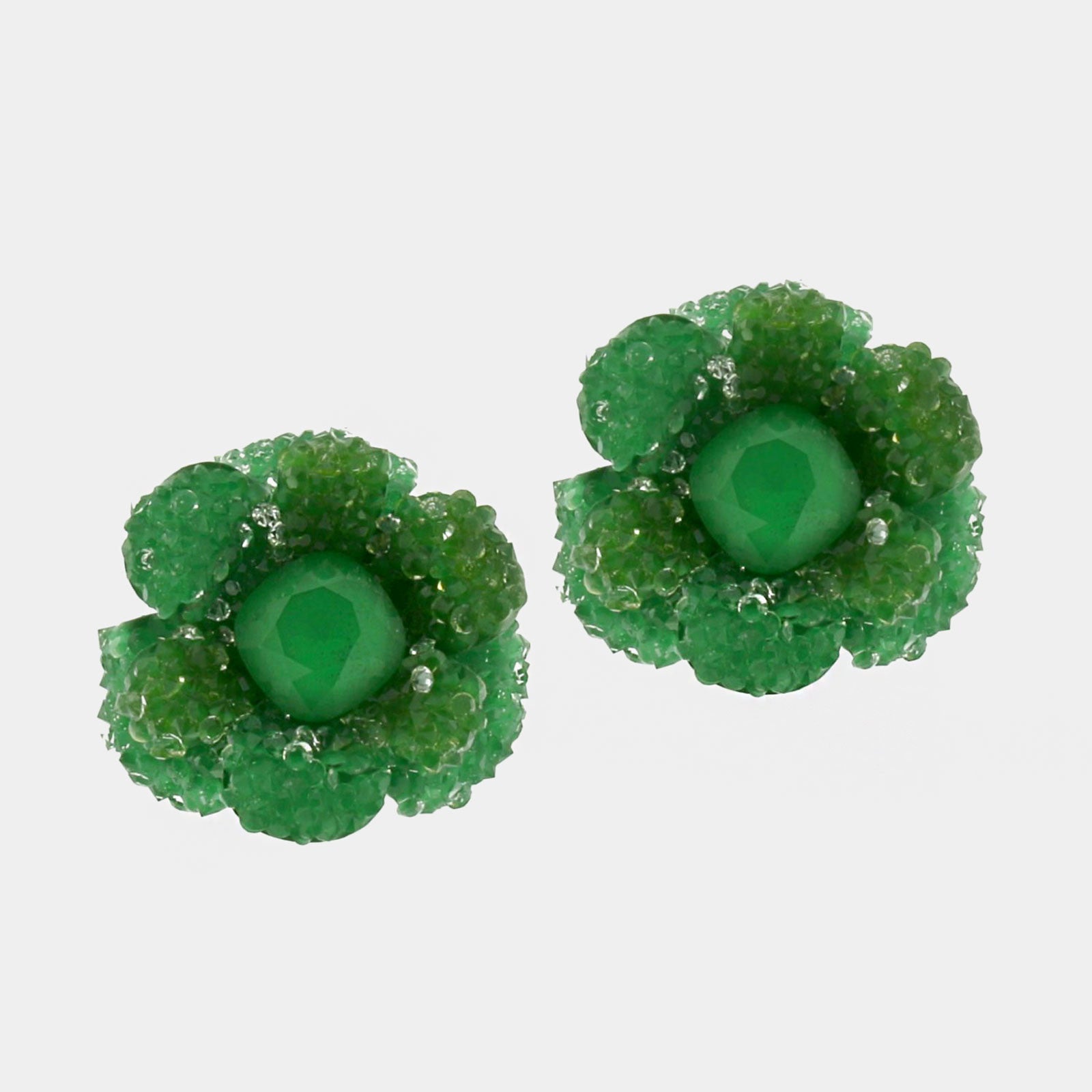 Pendientes Dublos flor swarovski verde