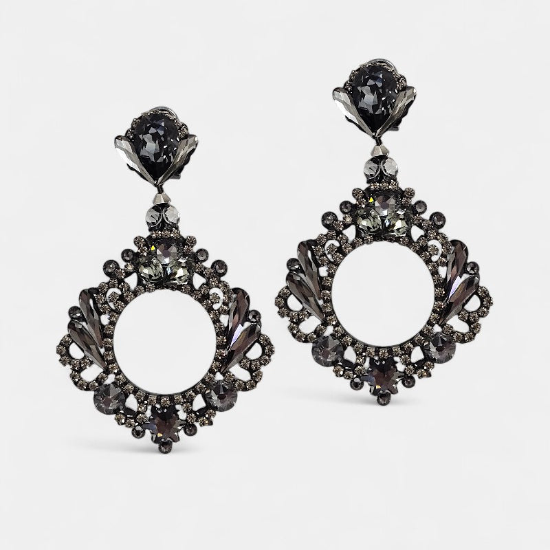 Pendientes de fiesta con cristales Swarovski gris plata