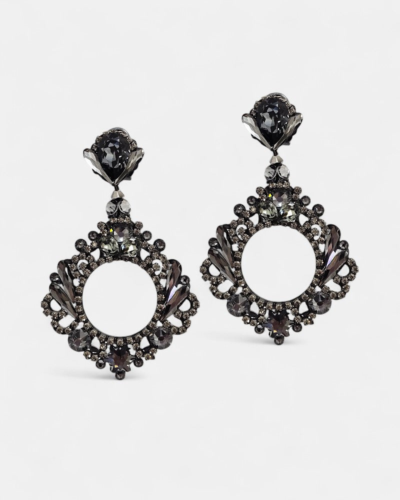 Pendientes de fiesta con cristales Swarovski gris plata