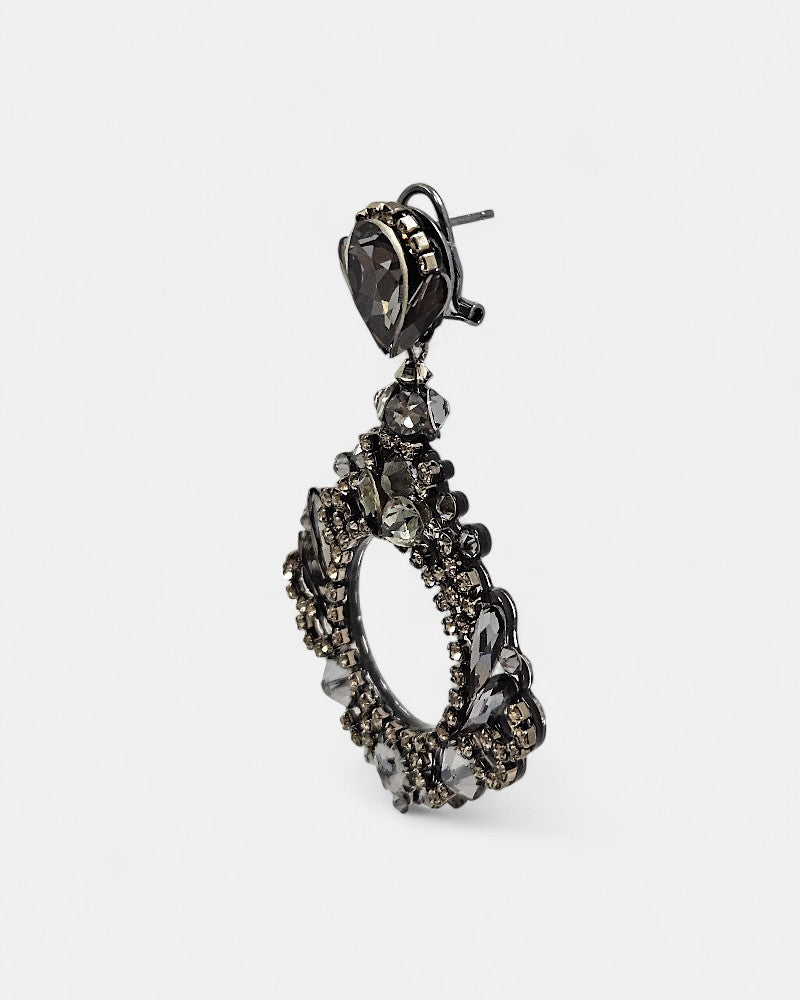 Pendientes de fiesta con cristales Swarovski gris plata