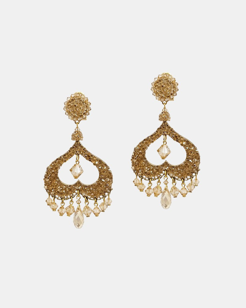 Gold ceremonial earrings in Swarovski Dublos