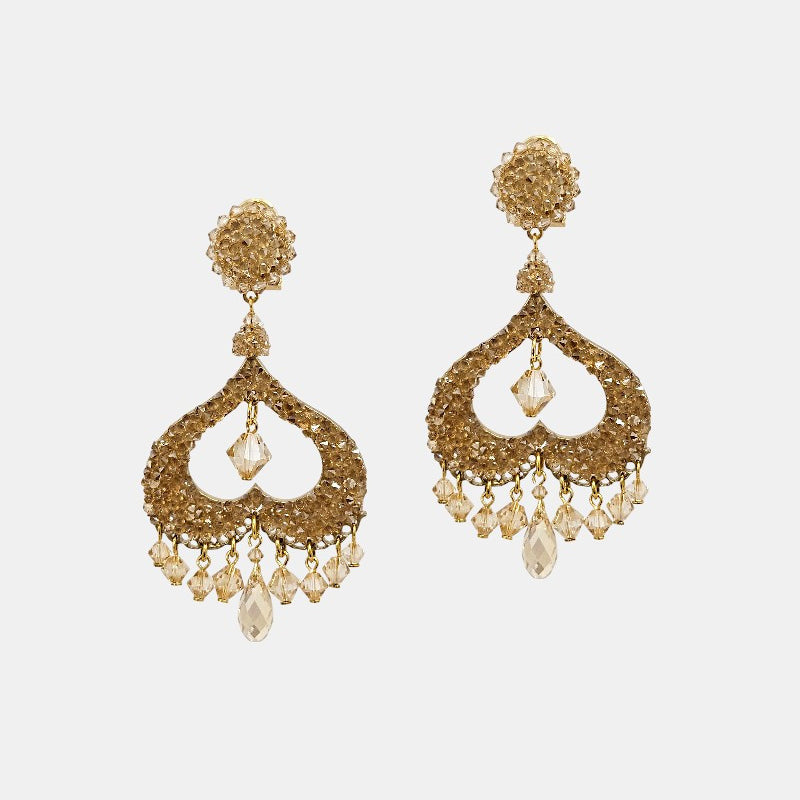 Gold ceremonial earrings in Swarovski Dublos