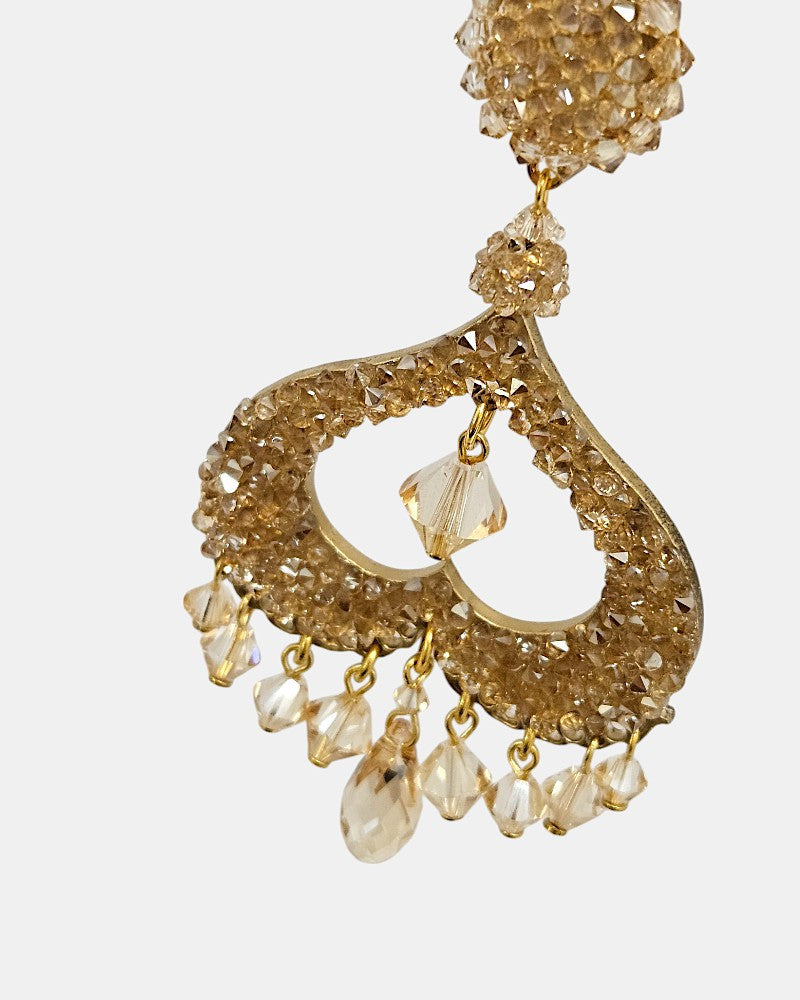 Gold ceremonial earrings in Swarovski Dublos