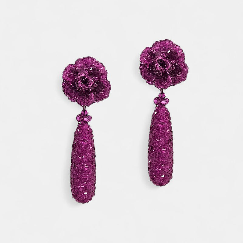 Pendientes Dublos Buganvilla con Cristales Swarovski
