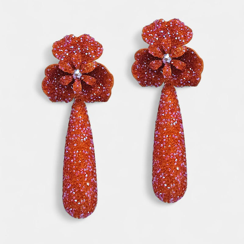 Pendientes lágrima naranja swarovski Dublos