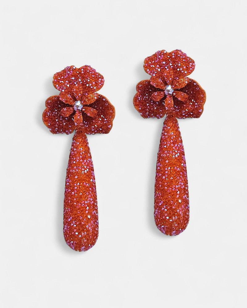 Pendientes lágrima naranja swarovski Dublos
