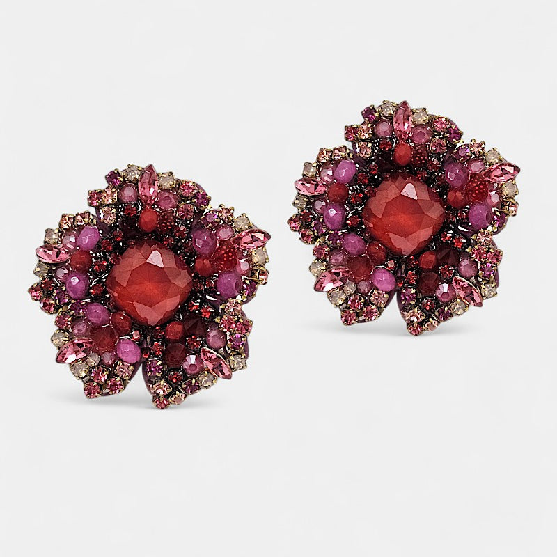 Pendientes rojos y rosas swarovski Dublos