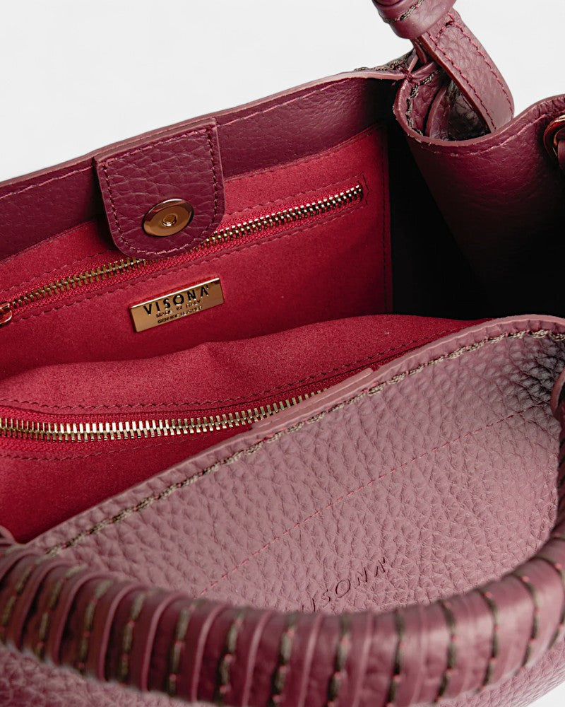 Sac en cuir bordeaux Mia