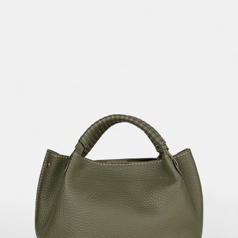 Bolso piel Mia verde de mano