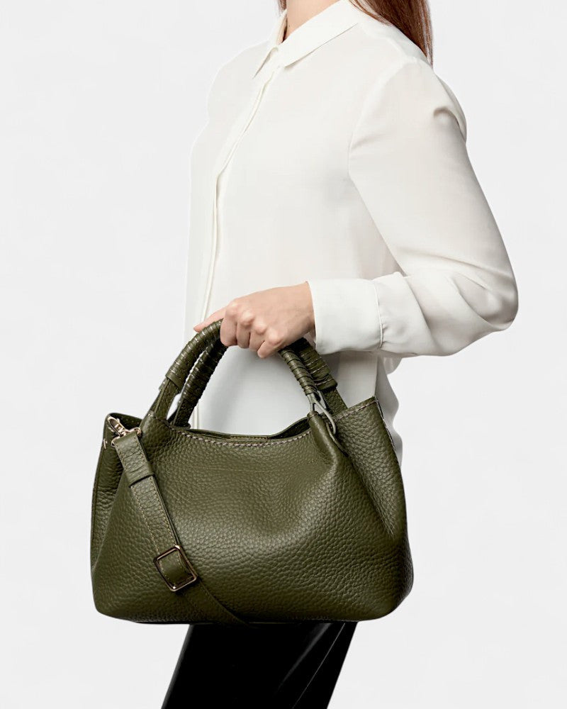 Bolso piel Mia verde de mano