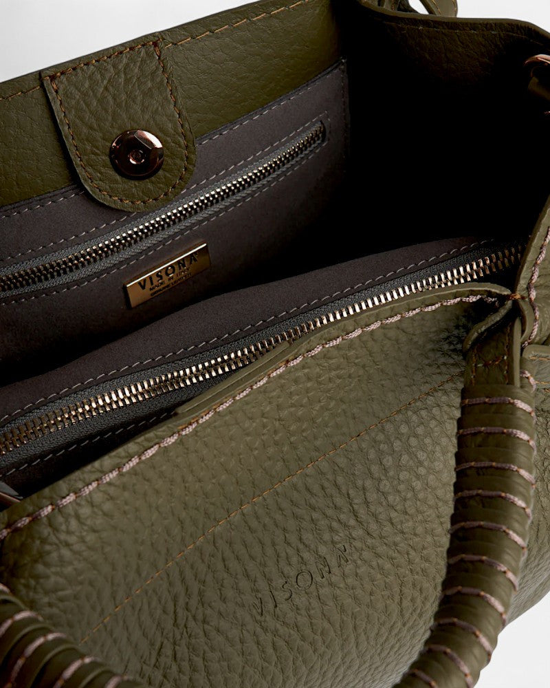 Bolso piel Mia verde de mano