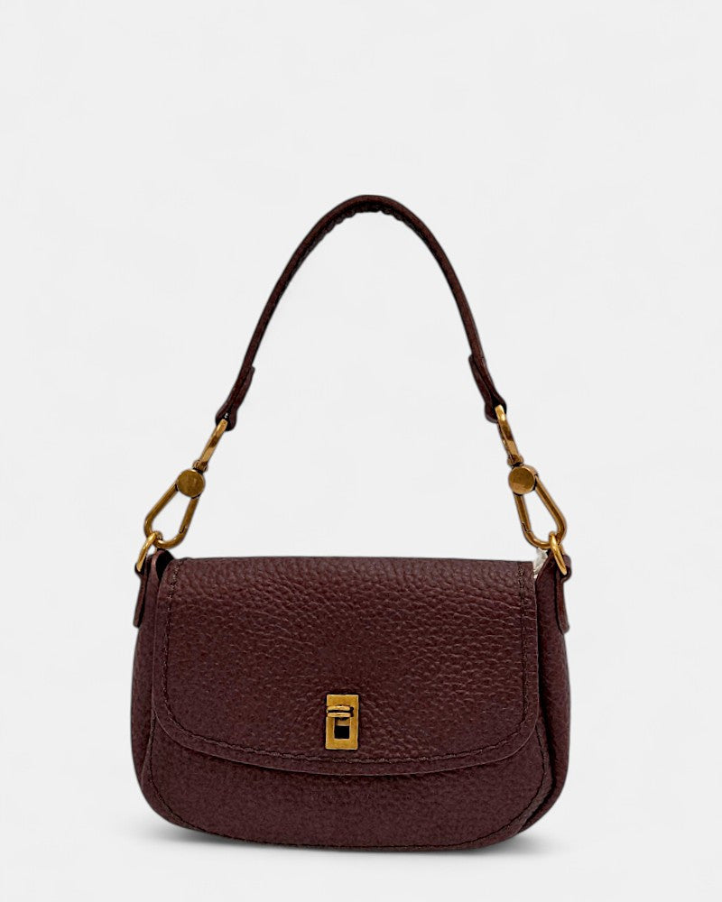 Bolso bandolera de piel Queen burdeos