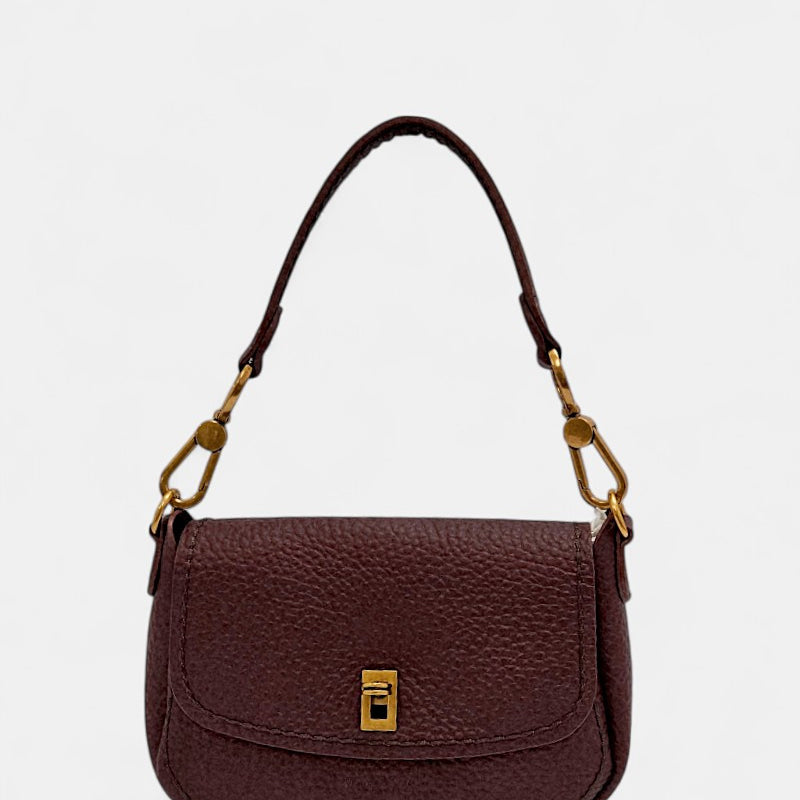 Bolso bandolera de piel Queen burdeos