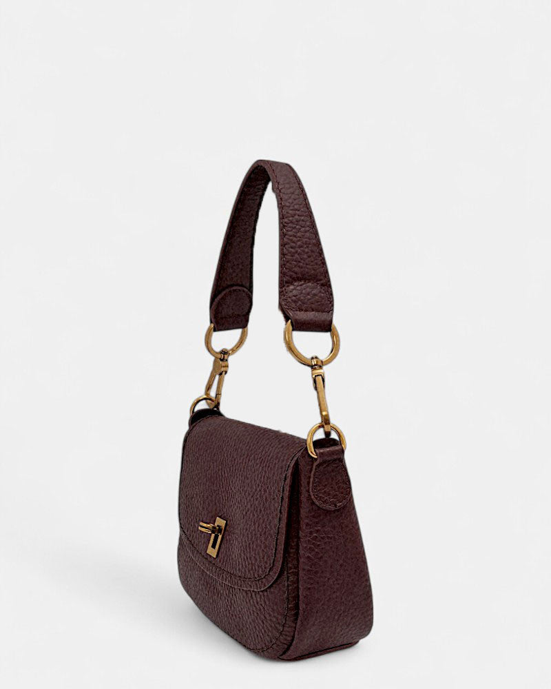 Bolso bandolera de piel Queen burdeos