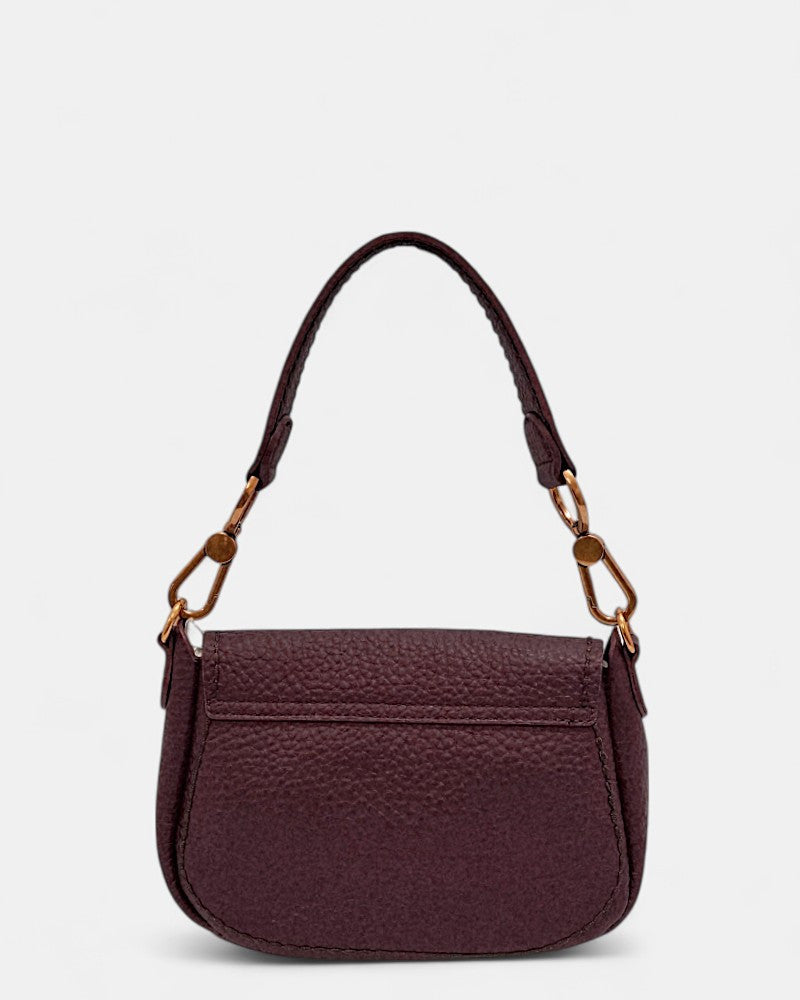 Bolso bandolera de piel Queen burdeos