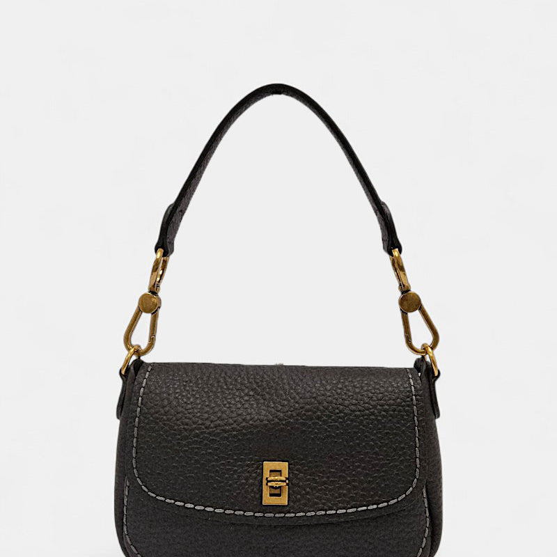 Bolso bandolera de piel Queen negro