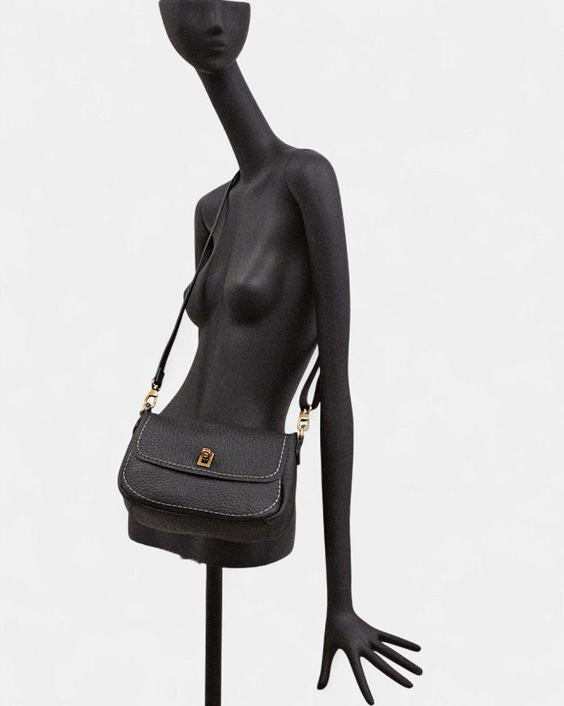 Bolso bandolera de piel Queen negro