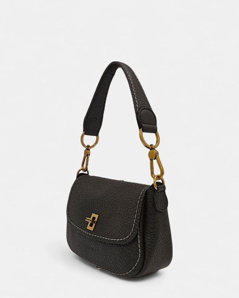 Bolso bandolera de piel Queen negro