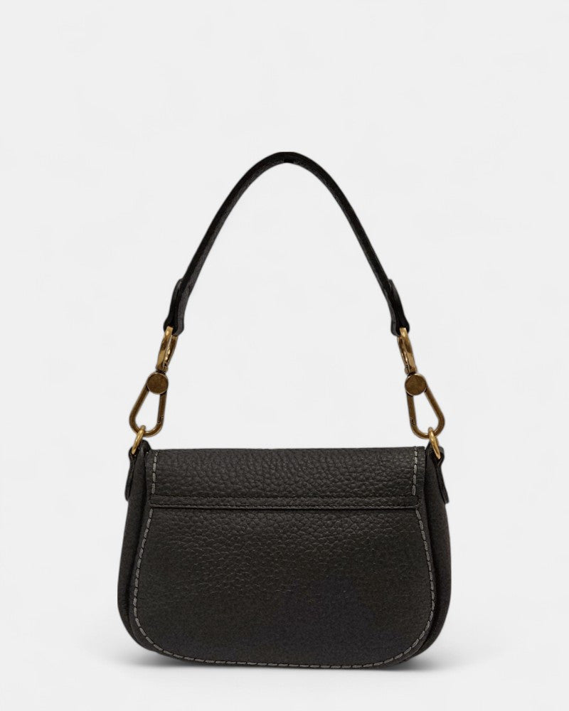 Bolso bandolera de piel Queen negro