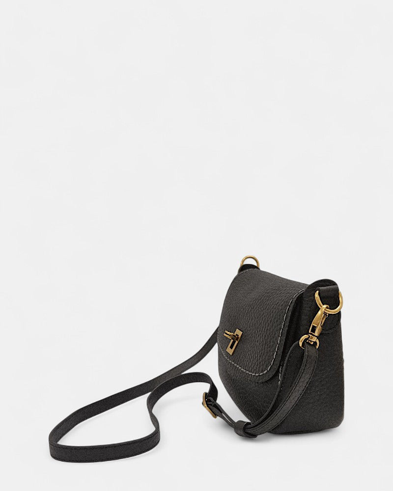 Bolso bandolera de piel Queen negro