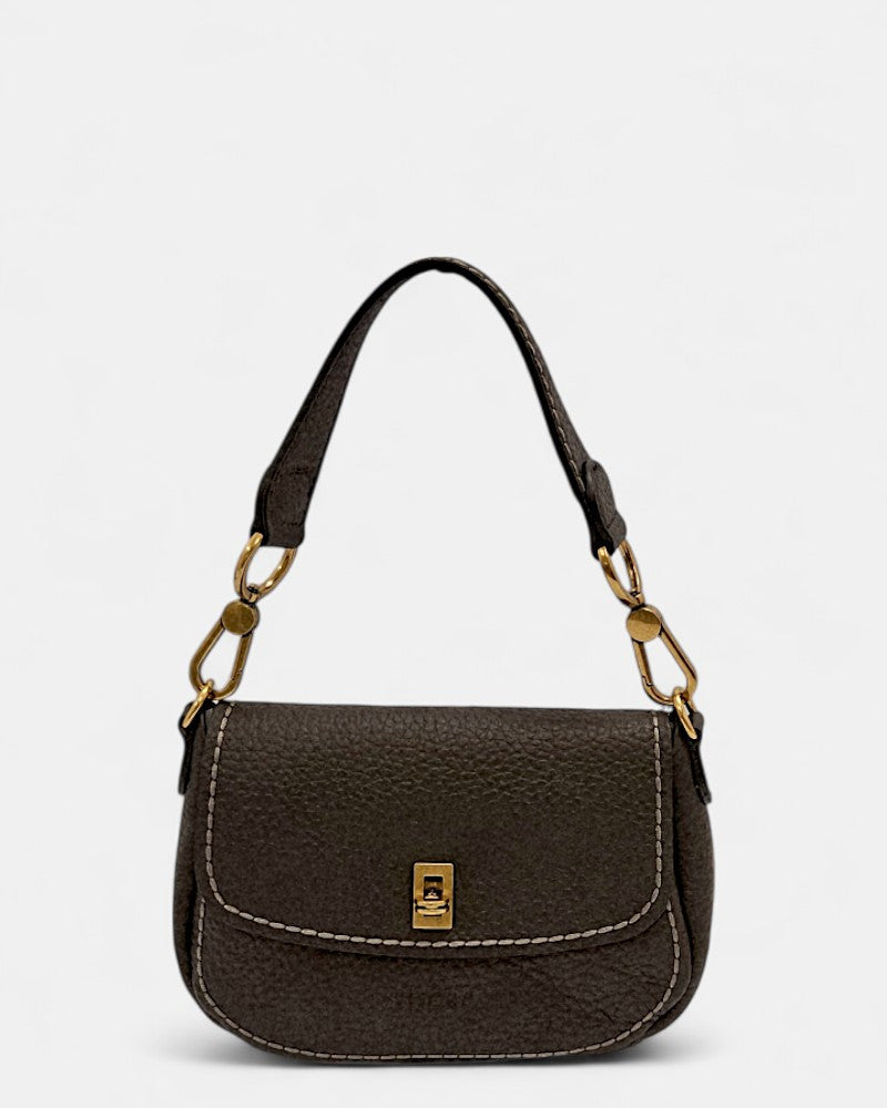 Bolso bandolera de piel Queen marrón