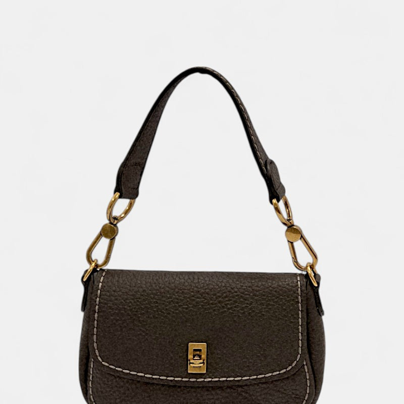 Bolso bandolera de piel Queen marrón