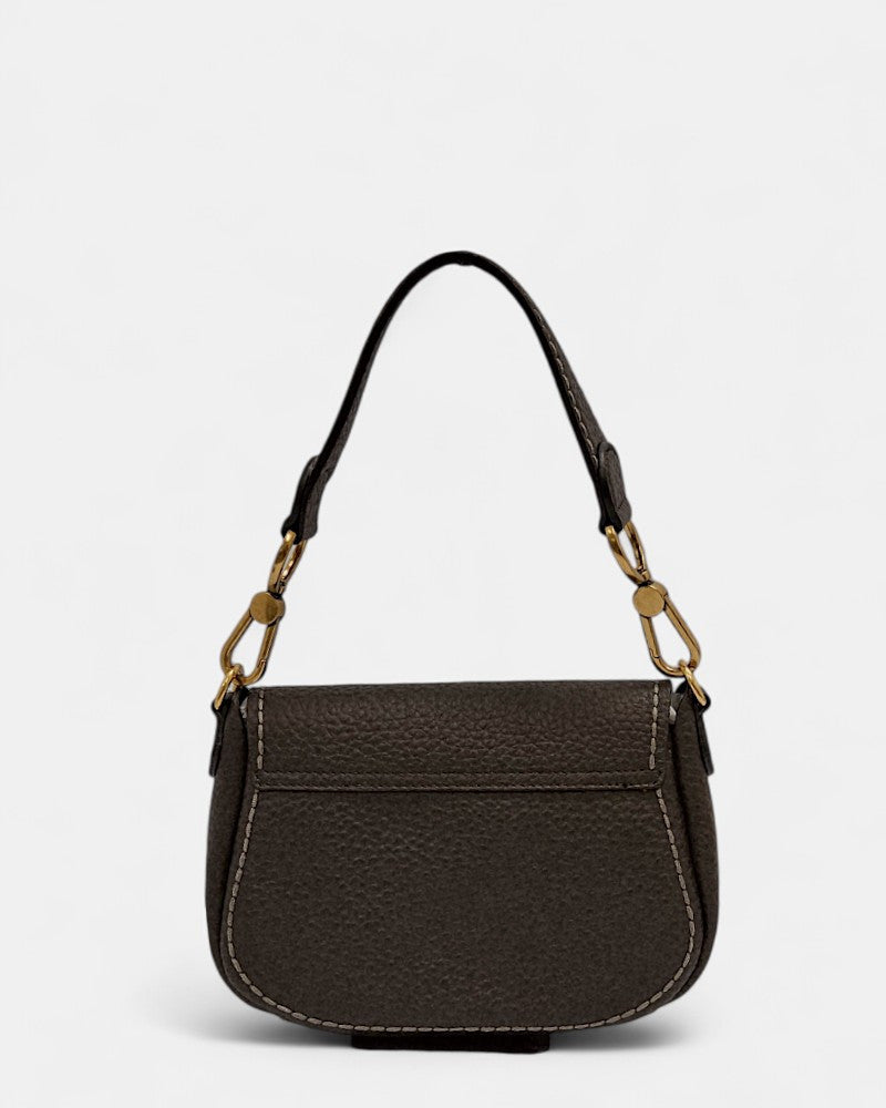 Bolso bandolera de piel Queen marrón