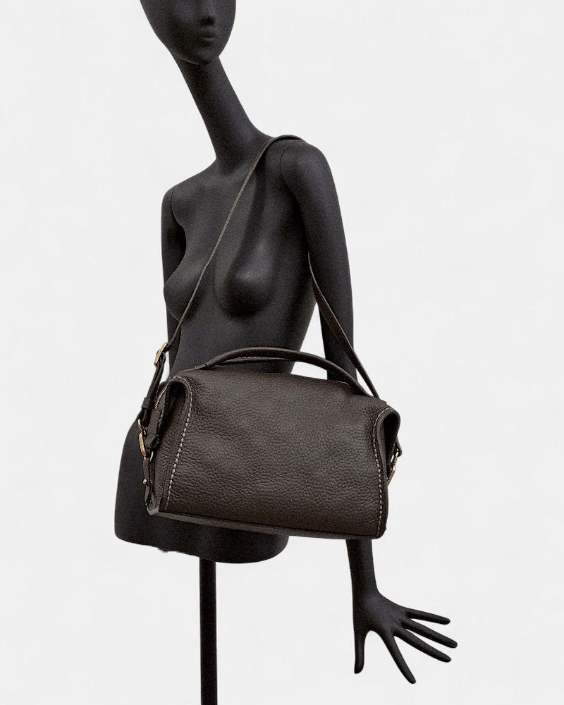 Bolso de piel Nora marrón