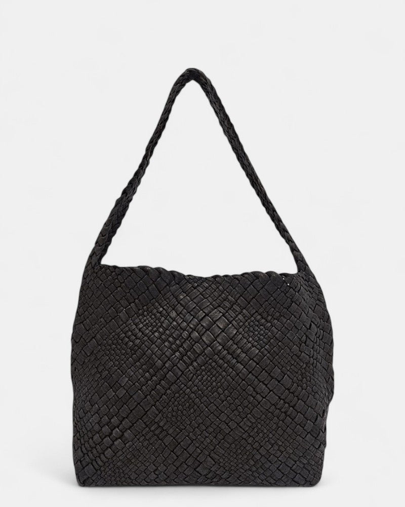 Bolso piel trenzada negro