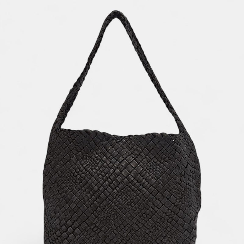 Bolso piel trenzada negro