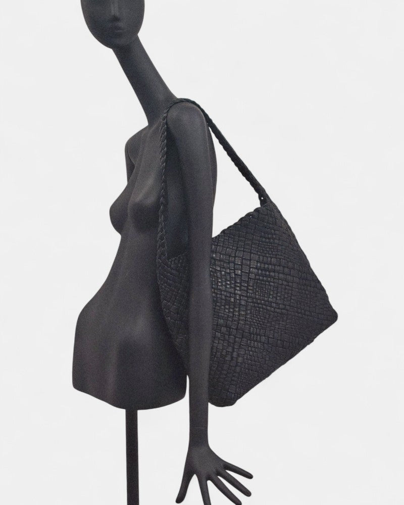 Bolso piel trenzada negro