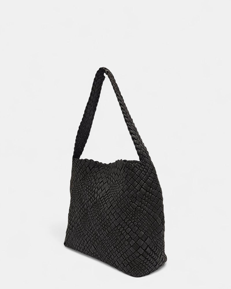 Bolso piel trenzada negro