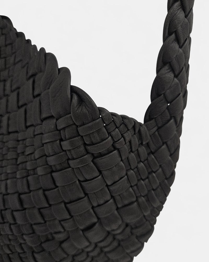 Bolso piel trenzada negro