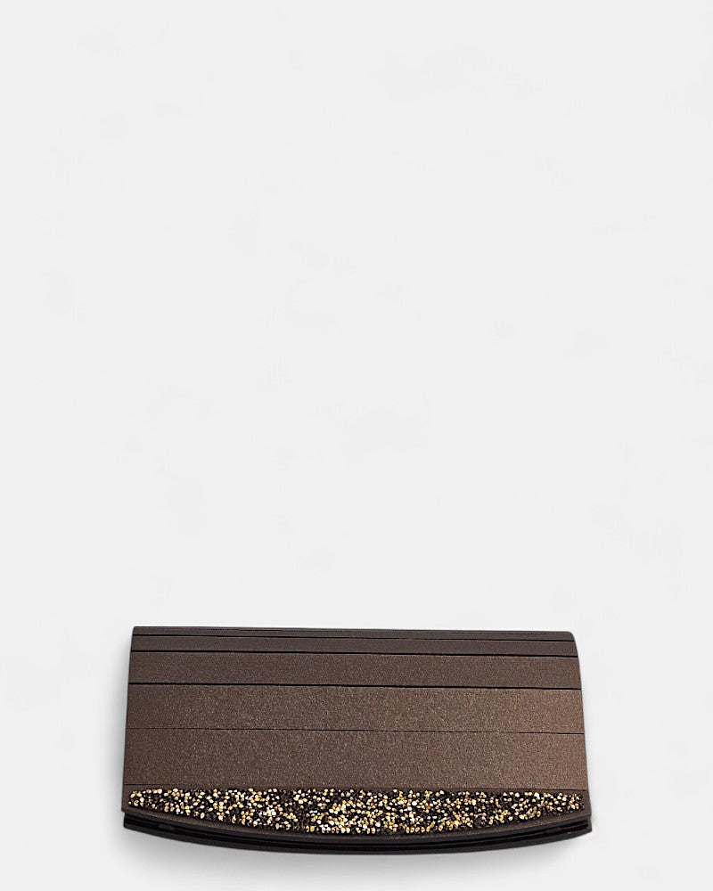 Clutch de evento marrón satinado