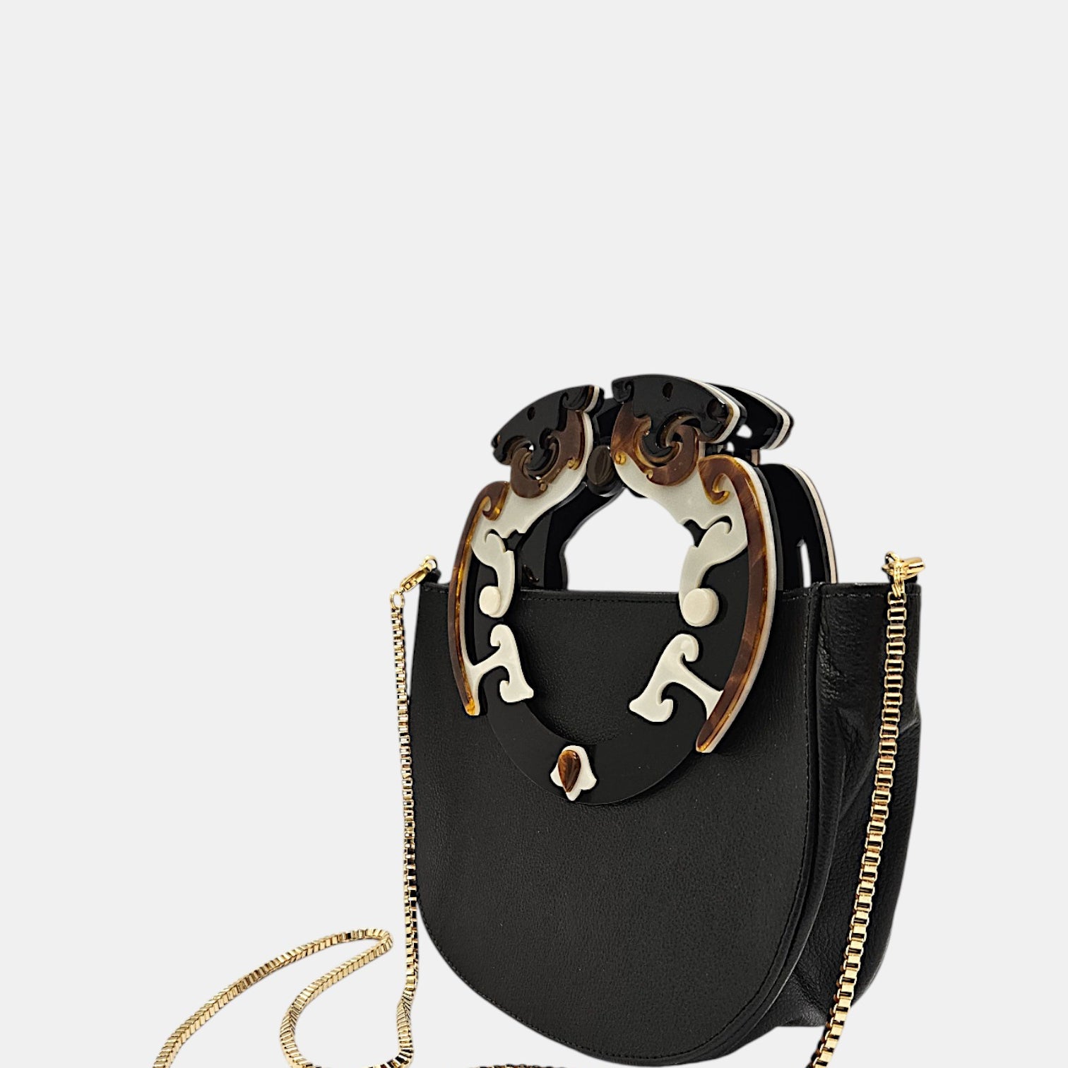 Bolso piel Gissa Bicalho negro con asa