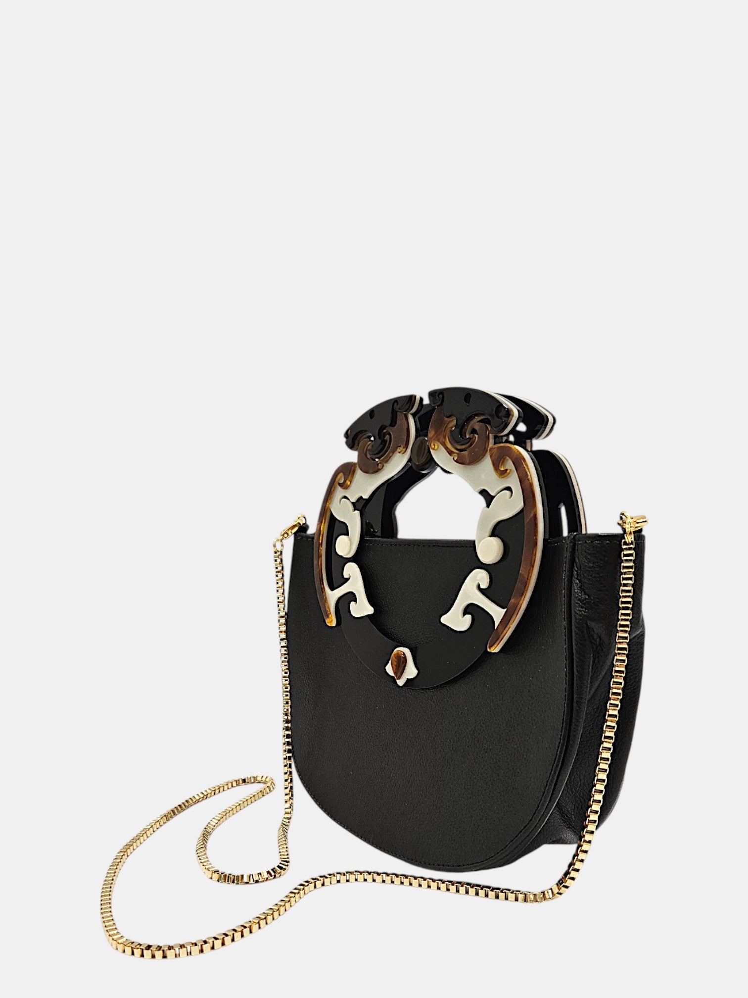 Bolso piel Gissa Bicalho negro con asa